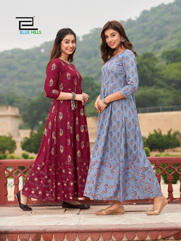 Blue Hills Rani 1 Festival Wear Long Rayon Designer Anarkali Kurti Collection